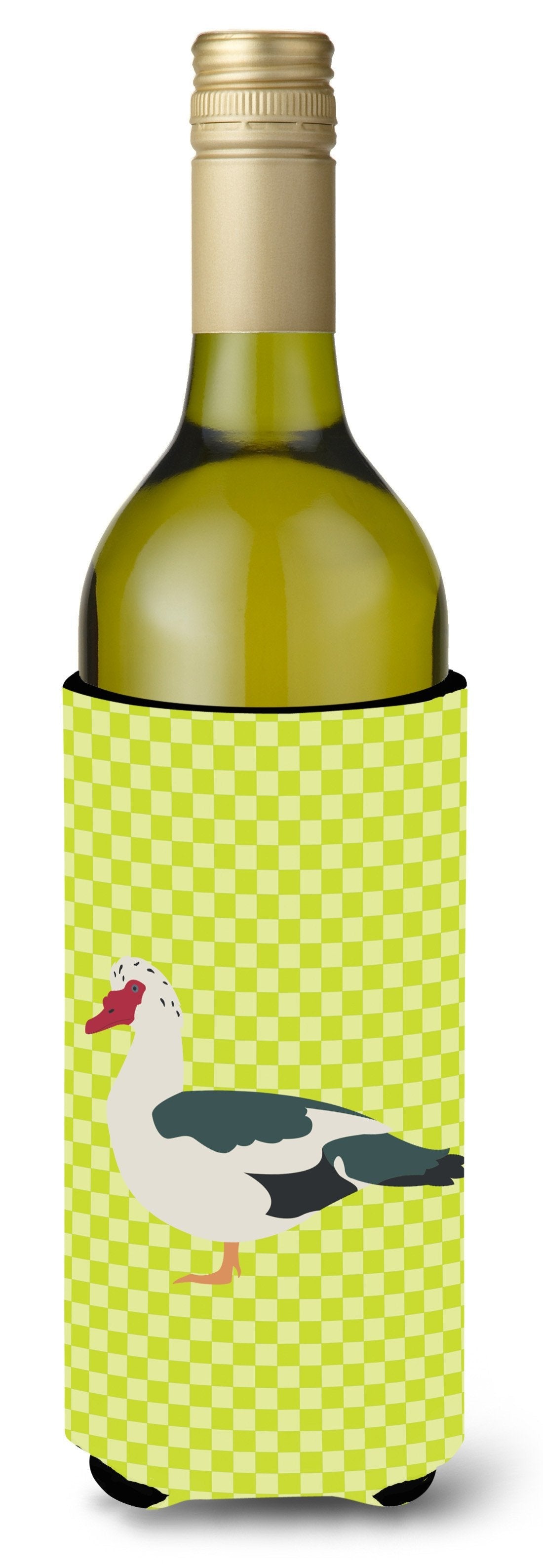 Muscovy Duck Green Wine Bottle Hugger Gift Sleeve for Standard 750 ml Bottles, Insulated Reusable Also Fits Mini Shot & Pint Bottles