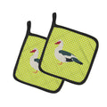 Muscovy Duck Green Pot Holder Set of 2 Heat Resistant Quilted Hot Pads 7.5 x 7.5 Inch, Insulated Kitchen Trivets for Cooking & Baking