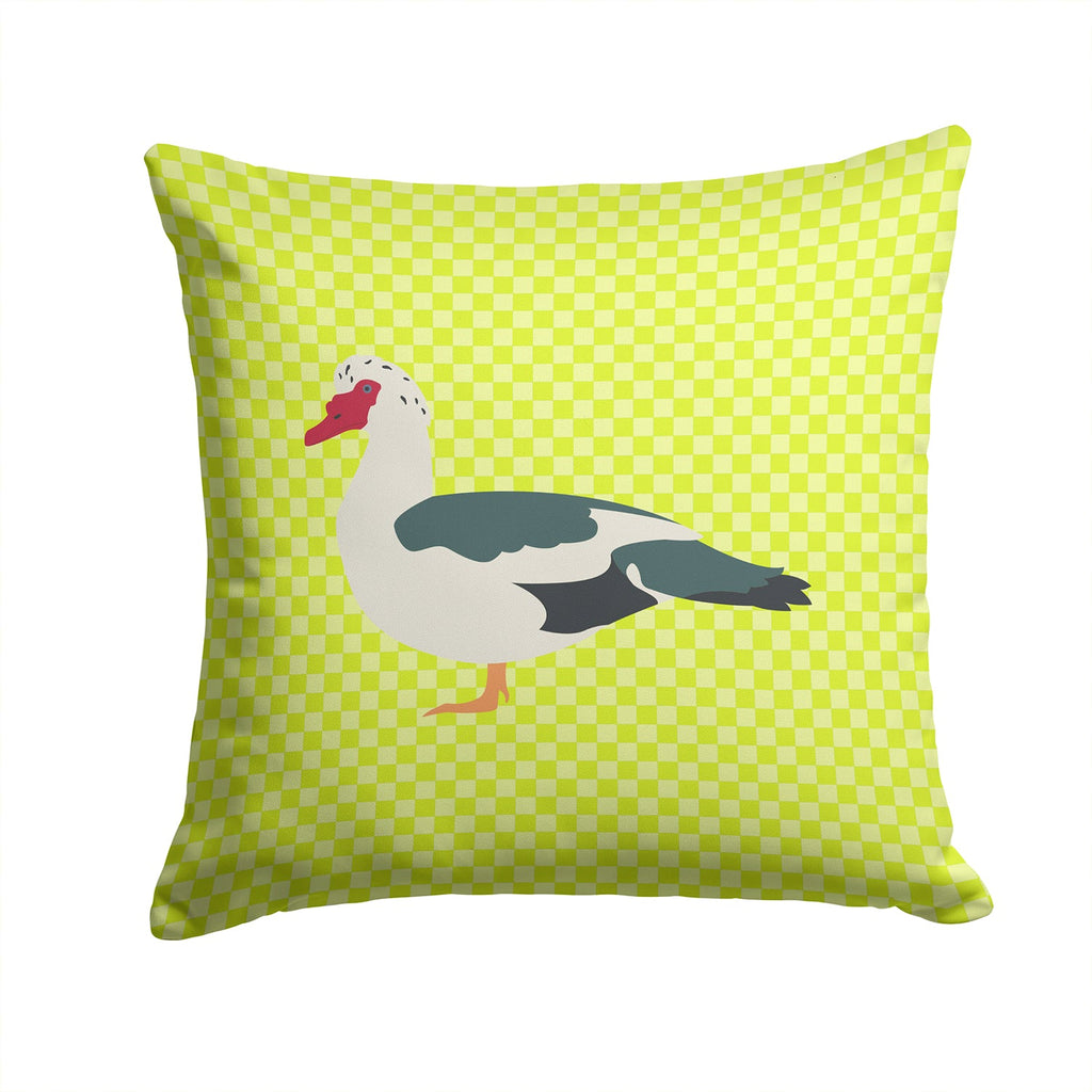 Muscovy Duck Green Decorative Throw Pillow 14x14 Indoor Outdoor Accent Cushion, Fabric Cover with Insert for Sofa, Bed, Porch & Living Room