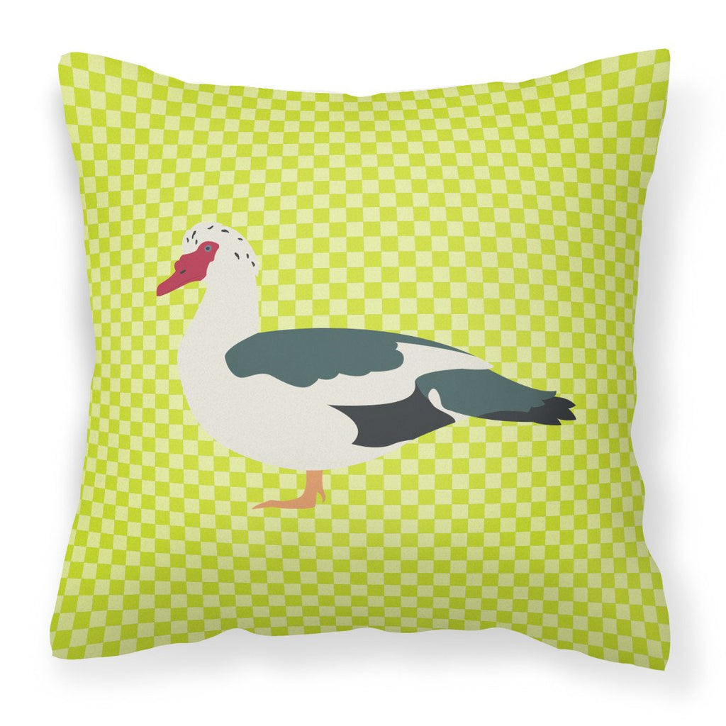 Muscovy Duck Green Decorative Throw Pillow 18x18 Indoor Outdoor Accent Cushion, Fabric Cover with Insert for Sofa, Bed, Porch & Living Room