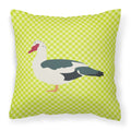 Muscovy Duck Green Decorative Throw Pillow 18x18 Indoor Outdoor Accent Cushion, Fabric Cover with Insert for Sofa, Bed, Porch & Living Room