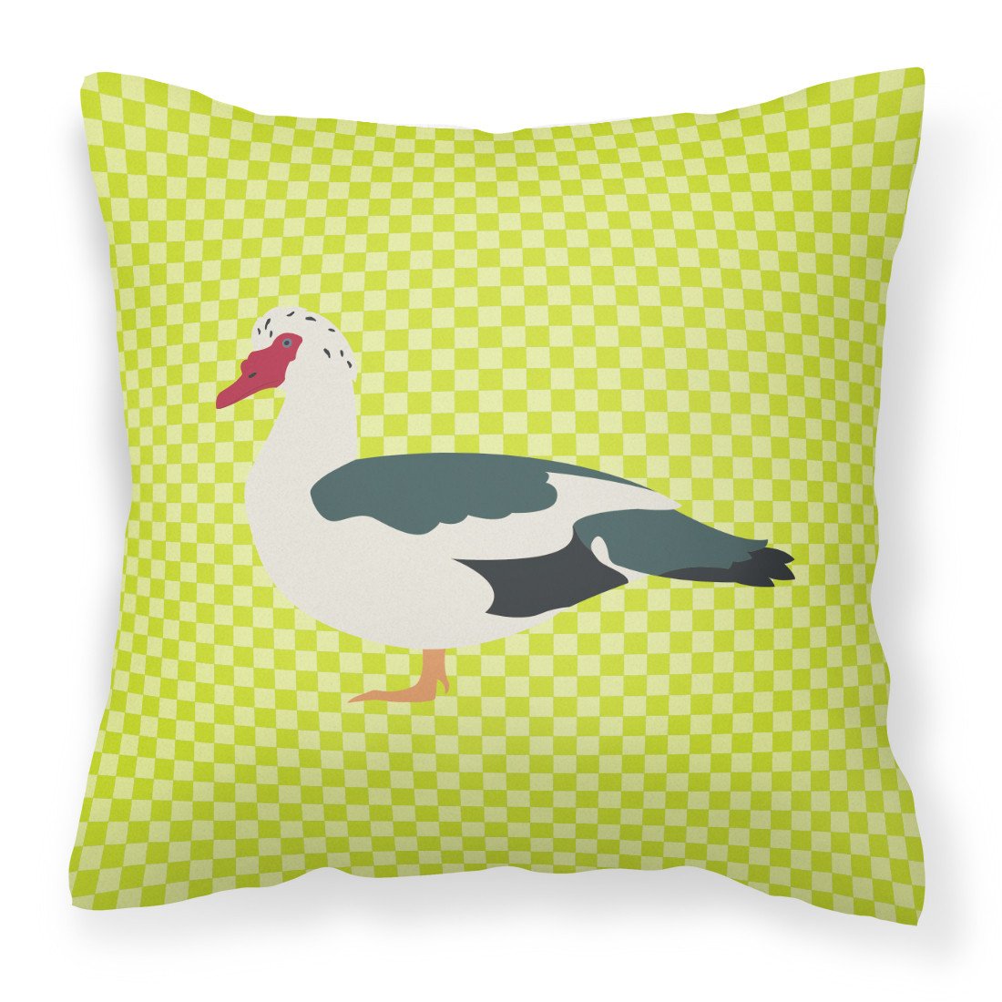 Muscovy Duck Green Decorative Throw Pillow 18x18 Indoor Outdoor Accent Cushion, Fabric Cover with Insert for Sofa, Bed, Porch & Living Room