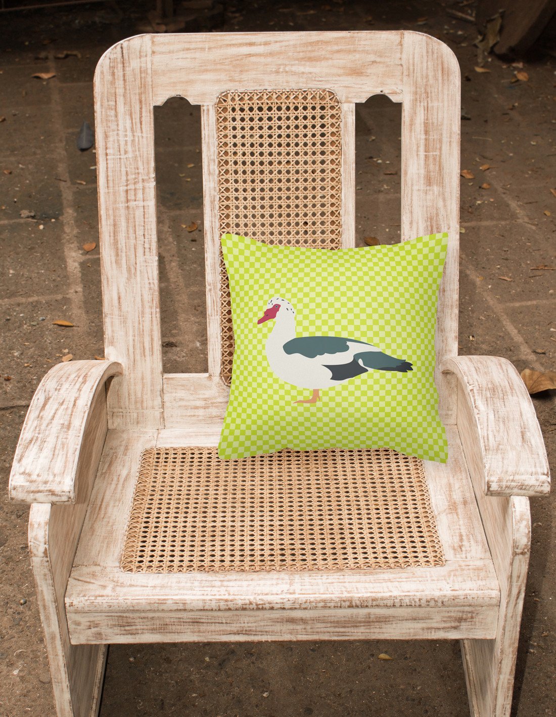 Muscovy Duck Green Decorative Throw Pillow 18x18 Indoor Outdoor Accent Cushion, Fabric Cover with Insert for Sofa, Bed, Porch & Living Room