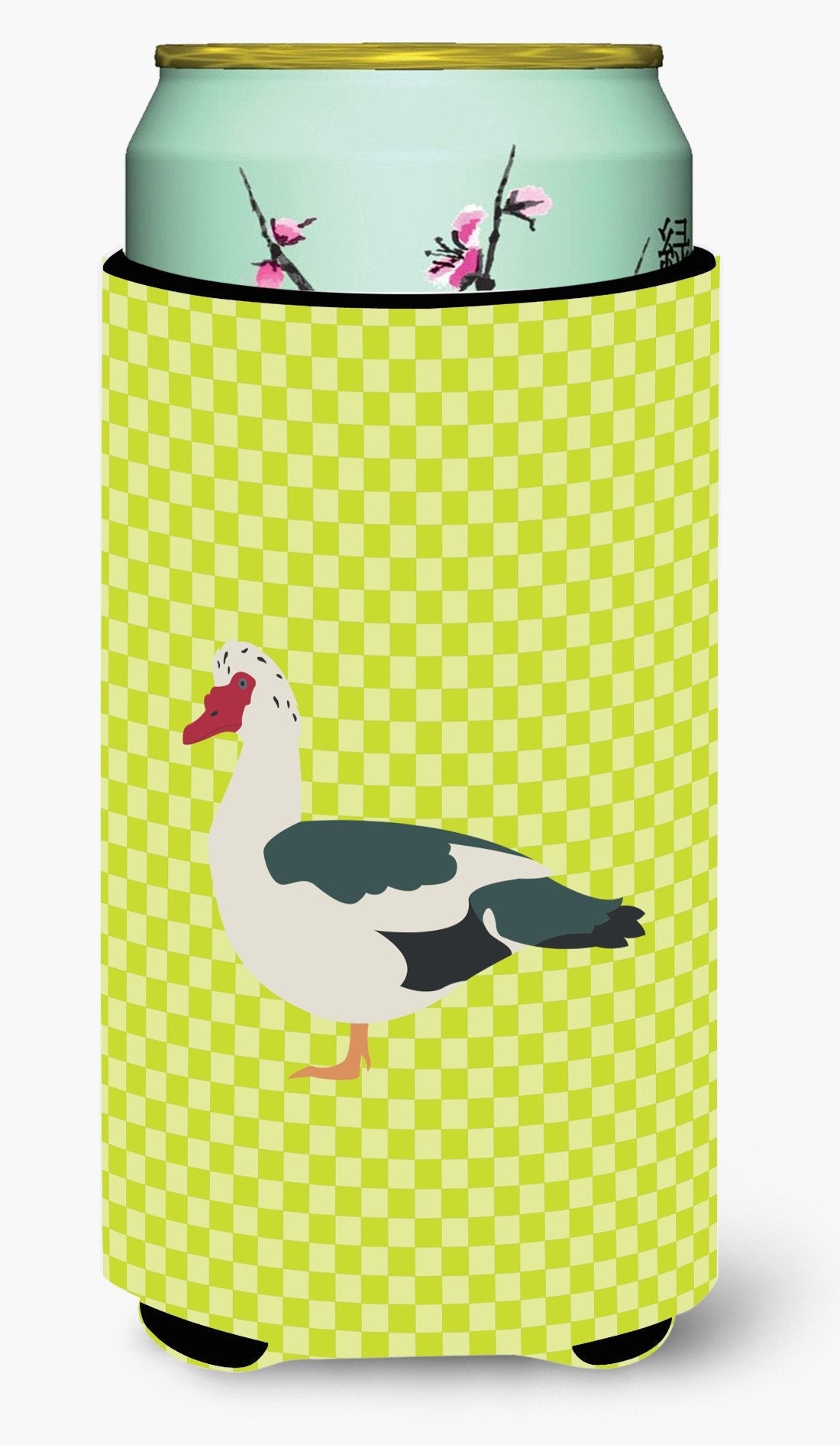 Muscovy Duck Green Tall Boy Hugger Can Cooler Sleeve Machine Washable Drink Collapsible Insulator Beverage Insulated Holder