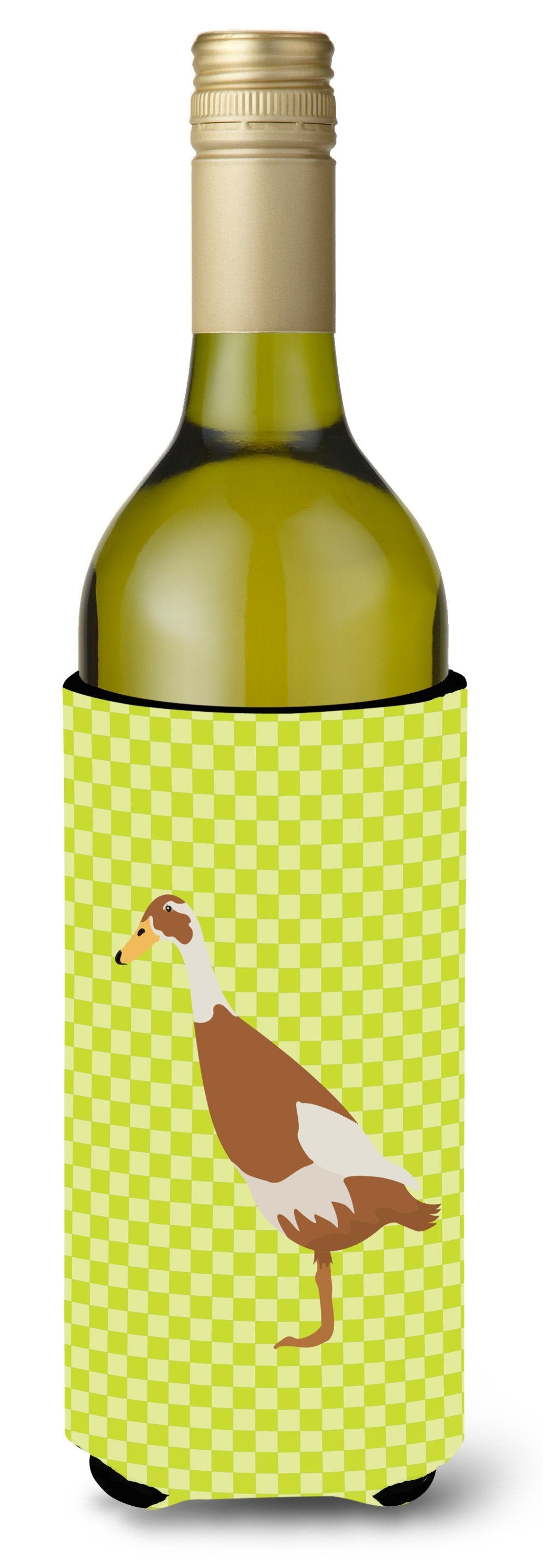 Indian Runner Duck Green Wine Bottle Hugger Gift Sleeve for Standard 750 ml Bottles, Insulated Reusable Also Fits Mini Shot & Pint Bottles