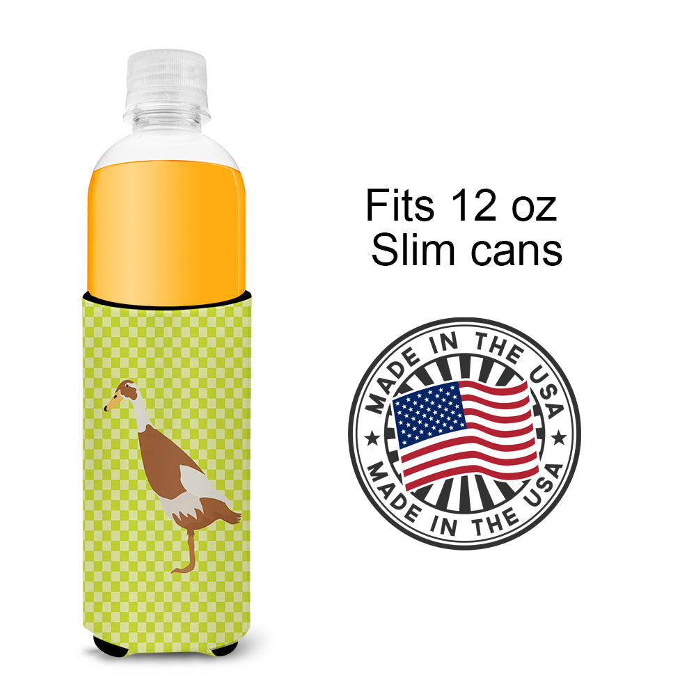 Indian Runner Duck Green Slim Can Hugger , Insulated Foam Hugger for 12 oz Slim Cans, Beer Bottles & Water Bottles, Printed in USA