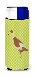 Indian Runner Duck Green Slim Can Hugger , Insulated Foam Hugger for 12 oz Slim Cans, Beer Bottles & Water Bottles, Printed in USA