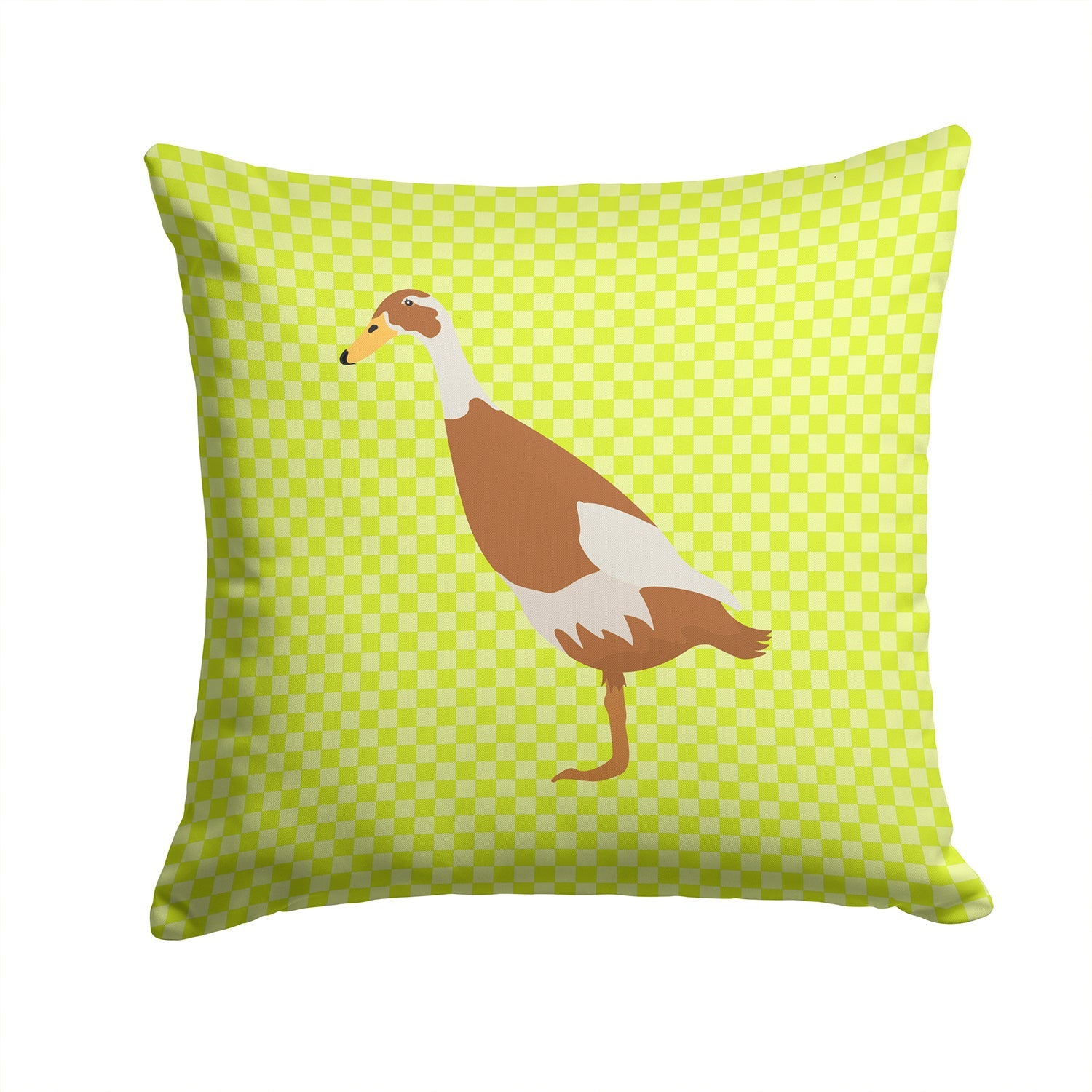 Indian Runner Duck Green Decorative Throw Pillow 14x14 Indoor Outdoor Accent Cushion, Fabric Cover with Insert for Sofa, Bed, Porch & Living Room