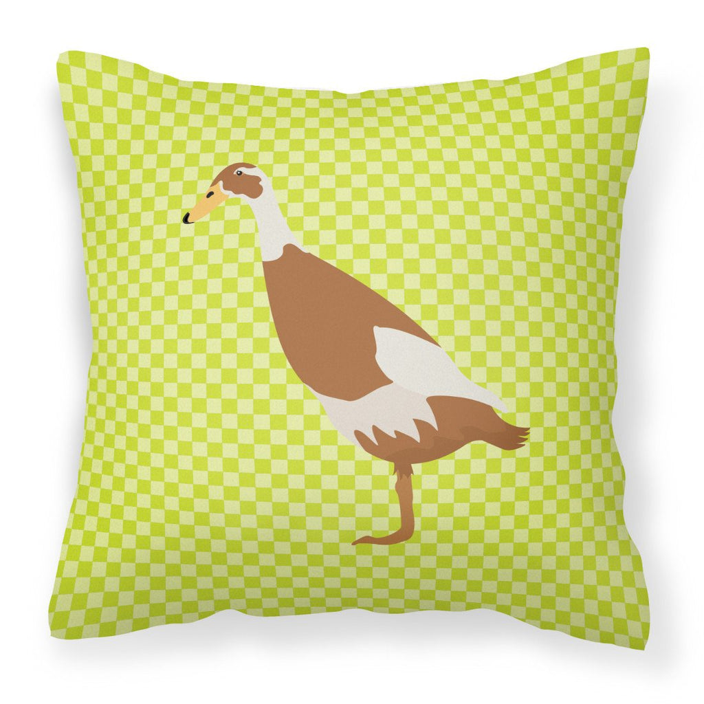 Indian Runner Duck Green Decorative Throw Pillow 18x18 Indoor Outdoor Accent Cushion, Fabric Cover with Insert for Sofa, Bed, Porch & Living Room