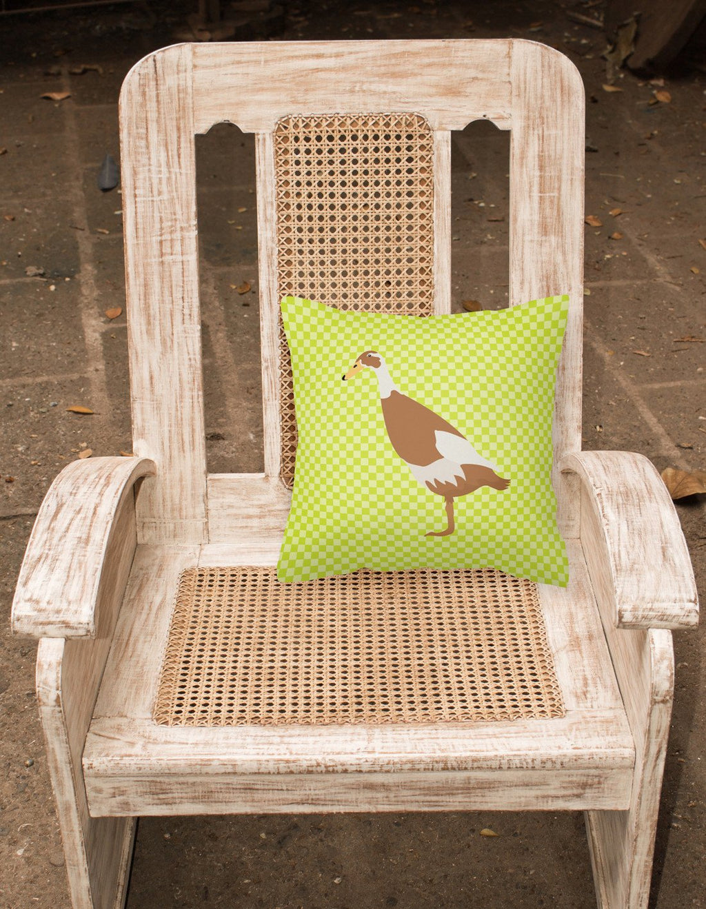Indian Runner Duck Green Decorative Throw Pillow 18x18 Indoor Outdoor Accent Cushion, Fabric Cover with Insert for Sofa, Bed, Porch & Living Room