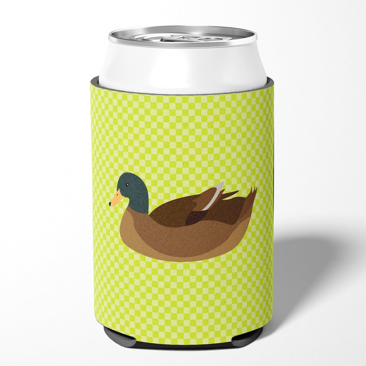 Khaki Campbell Duck Green Can or Bottle Hugger Cooler Sleeve for Standard 12 oz Cans, Insulated Foam Beer & Soda Can Hugger Reusable