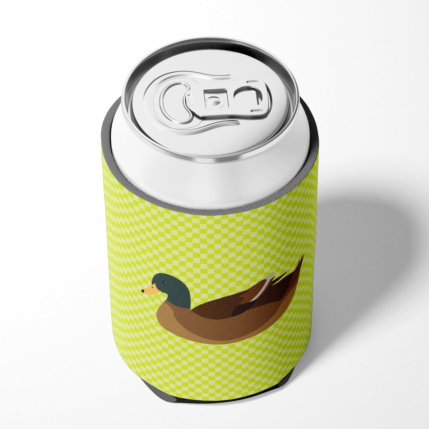 Khaki Campbell Duck Green Can or Bottle Hugger Cooler Sleeve for Standard 12 oz Cans, Insulated Foam Beer & Soda Can Hugger Reusable