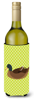 Khaki Campbell Duck Green Wine Bottle Hugger Gift Sleeve for Standard 750 ml Bottles, Insulated Reusable Also Fits Mini Shot & Pint Bottles