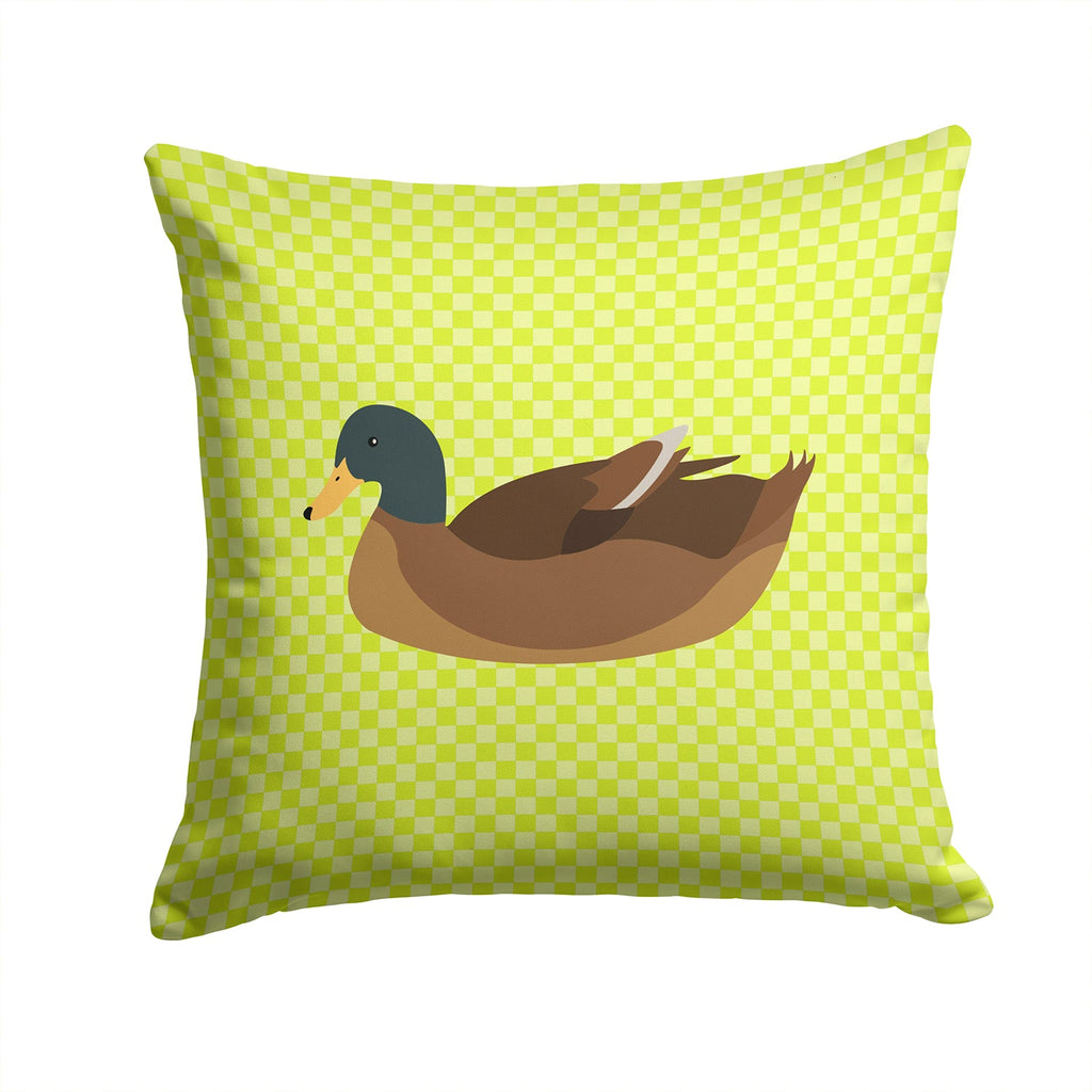 Khaki Campbell Duck Green Decorative Throw Pillow 14x14 Indoor Outdoor Accent Cushion, Fabric Cover with Insert for Sofa, Bed, Porch & Living Room