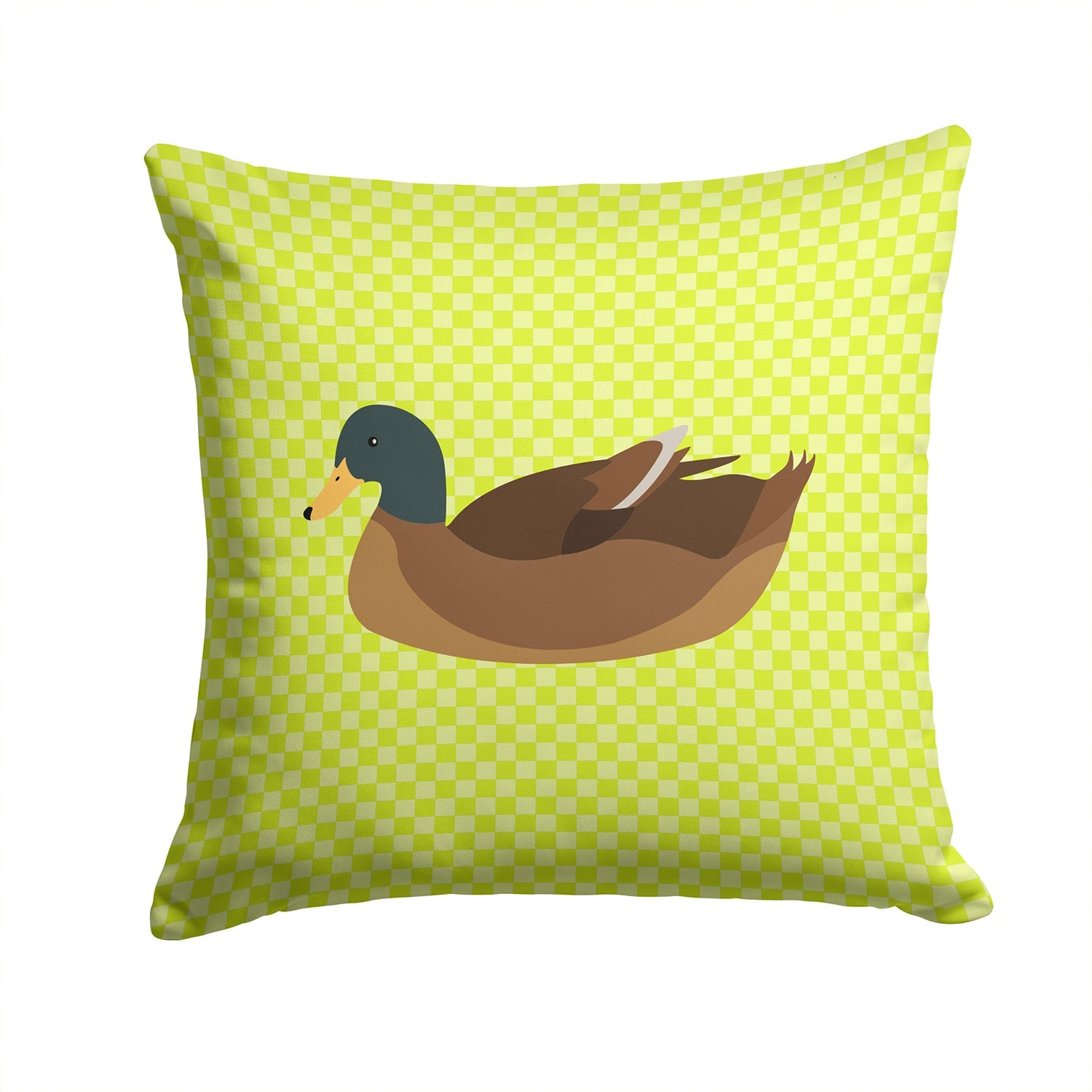Khaki Campbell Duck Green Decorative Throw Pillow 14x14 Indoor Outdoor Accent Cushion, Fabric Cover with Insert for Sofa, Bed, Porch & Living Room