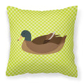 Khaki Campbell Duck Green Decorative Throw Pillow 18x18 Indoor Outdoor Accent Cushion, Fabric Cover with Insert for Sofa, Bed, Porch & Living Room