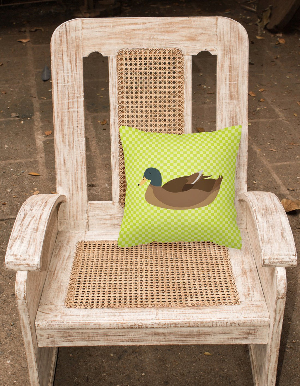 Khaki Campbell Duck Green Decorative Throw Pillow 18x18 Indoor Outdoor Accent Cushion, Fabric Cover with Insert for Sofa, Bed, Porch & Living Room