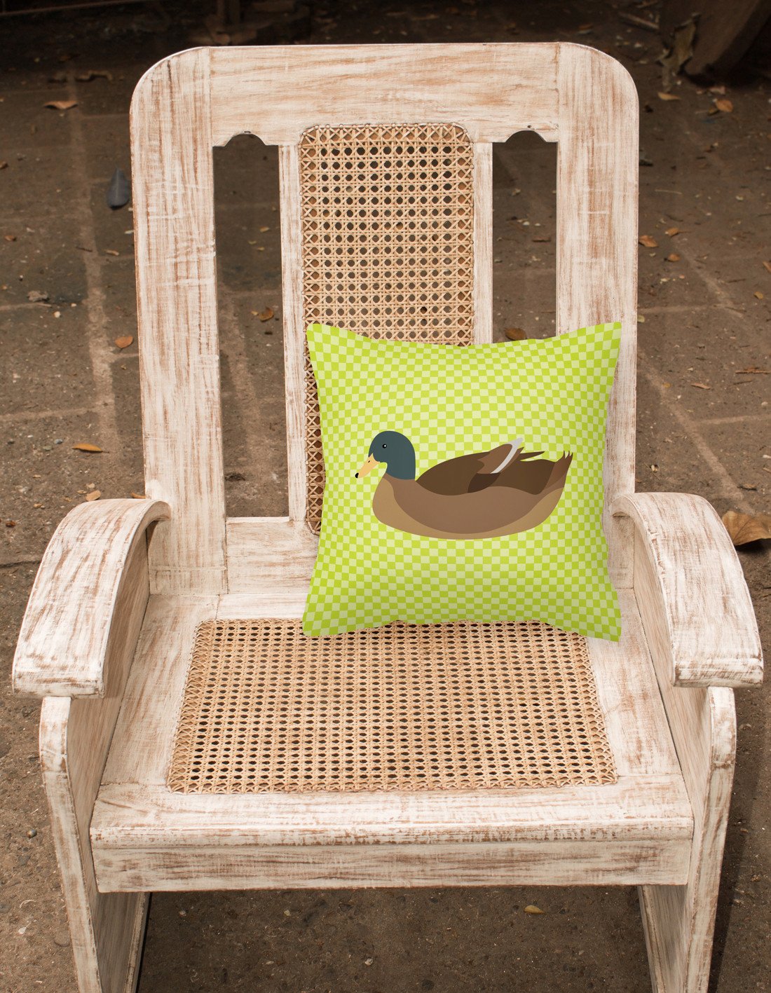 Khaki Campbell Duck Green Decorative Throw Pillow 18x18 Indoor Outdoor Accent Cushion, Fabric Cover with Insert for Sofa, Bed, Porch & Living Room