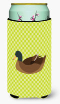Khaki Campbell Duck Green Tall Boy Hugger Can Cooler Sleeve Machine Washable Drink Collapsible Insulator Beverage Insulated Holder
