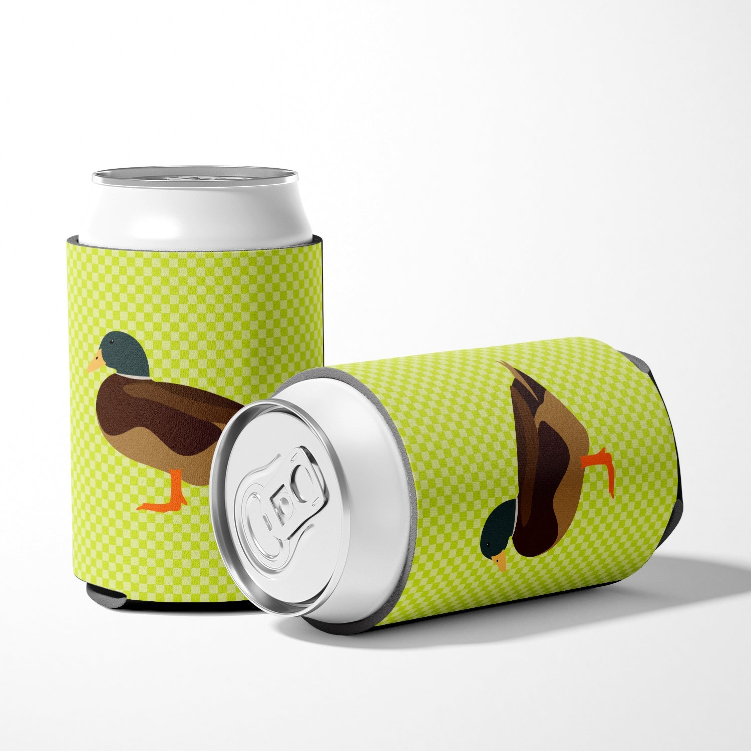 Silver Bantam Duck Green Can or Bottle Hugger Cooler Sleeve for Standard 12 oz Cans, Insulated Foam Beer & Soda Can Hugger Reusable