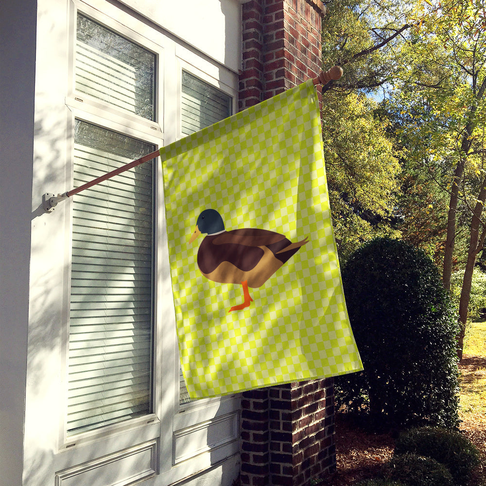 Silver Bantam Duck Green House Flag 28x40 Porch Sleeve Pole Decorative Outside Yard Banner Artwork Wall Hanging, Polyester