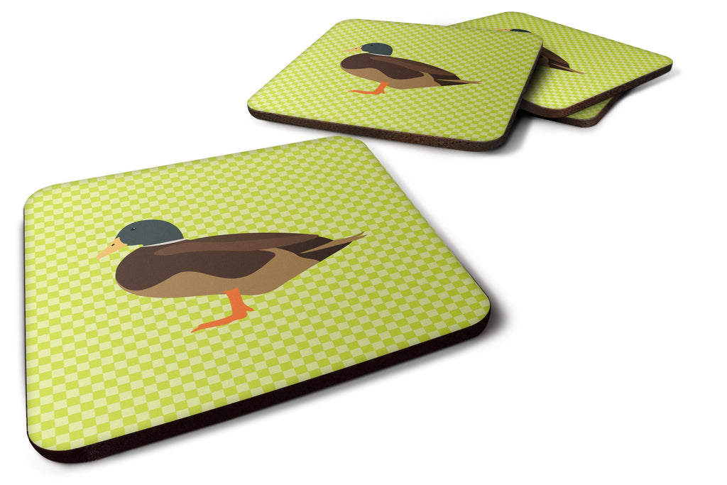 Silver Bantam Duck Green Foam Coasters Set of 4 Cup Coasters for Indoor Outdoor, Tabletop Protection, Anti Slip, Mouse pad Material