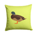 Silver Bantam Duck Green Decorative Throw Pillow 14x14 Indoor Outdoor Accent Cushion, Fabric Cover with Insert for Sofa, Bed, Porch & Living Room