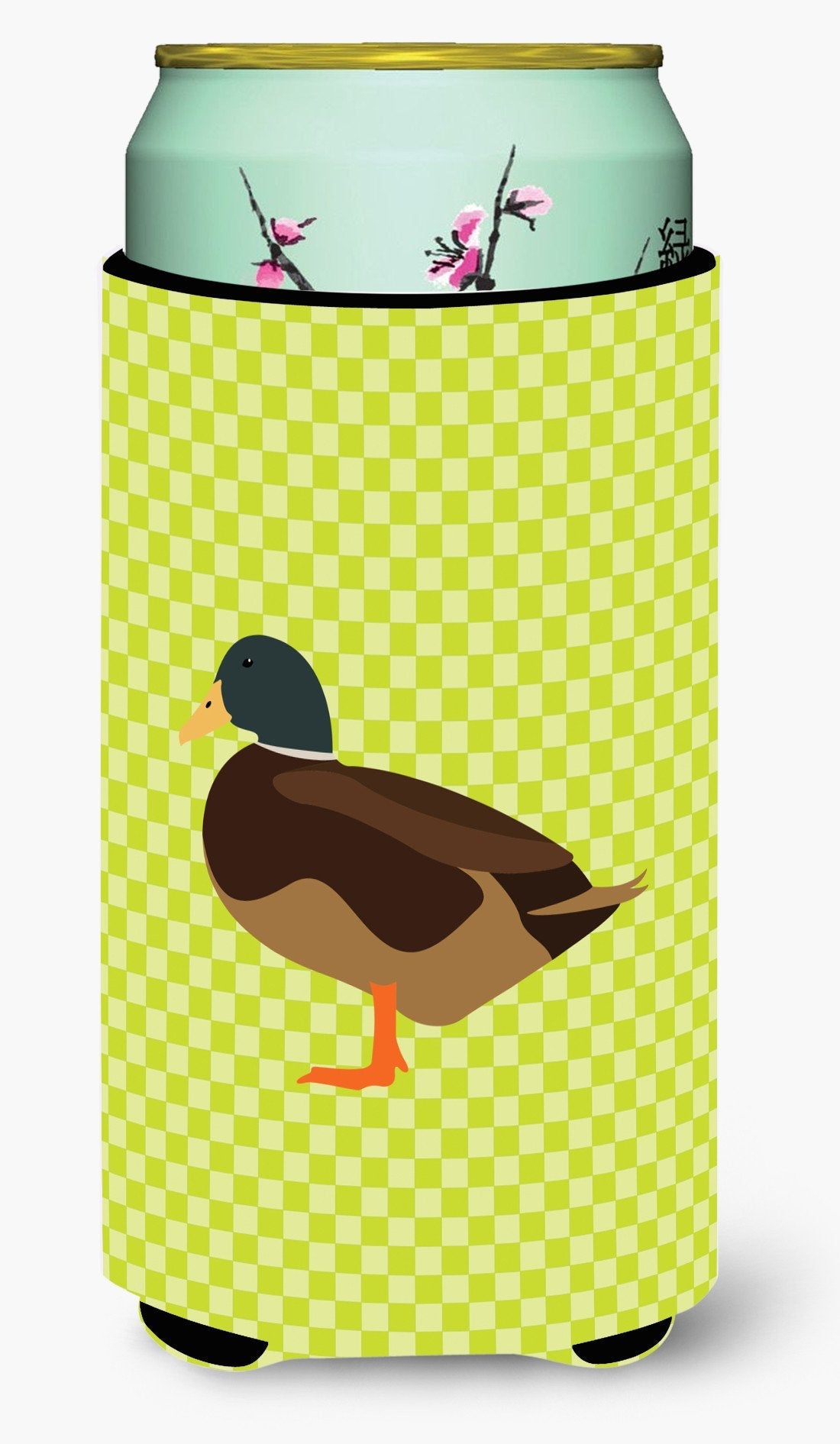 Silver Bantam Duck Green Tall Boy Hugger Can Cooler Sleeve Machine Washable Drink Collapsible Insulator Beverage Insulated Holder