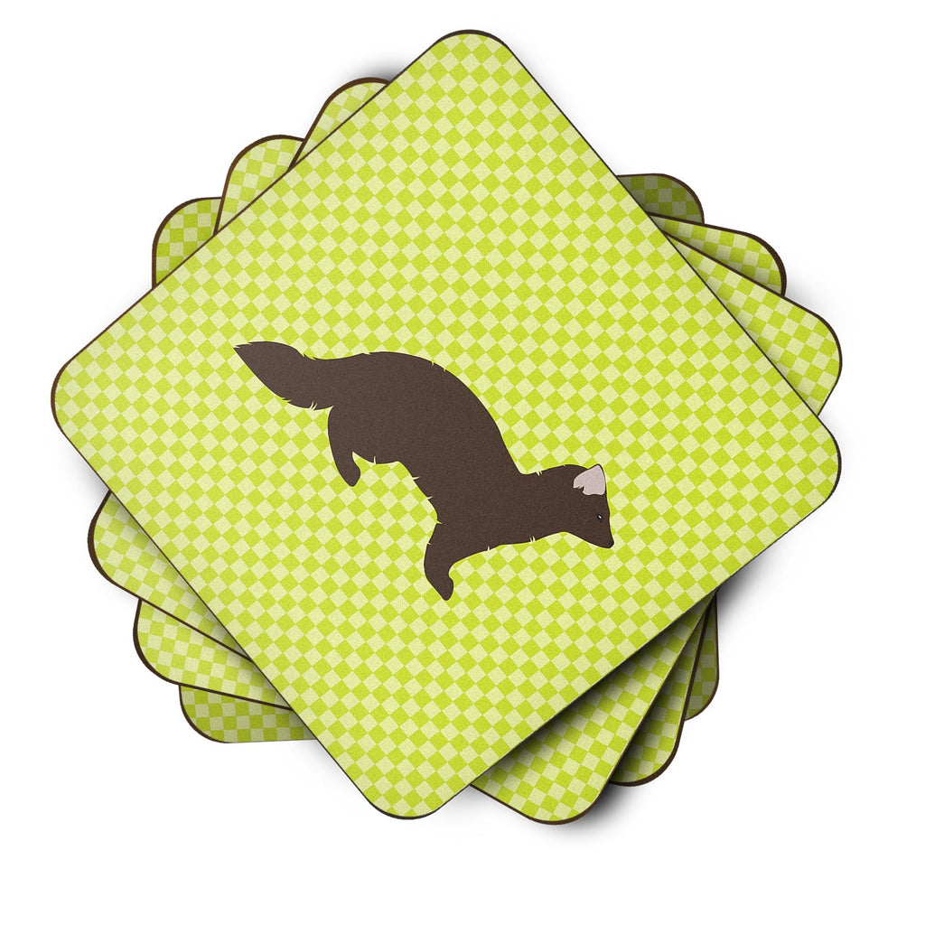 Sable Marten Green Foam Coasters Set of 4 Cup Coasters for Indoor Outdoor, Tabletop Protection, Anti Slip, Mouse pad Material