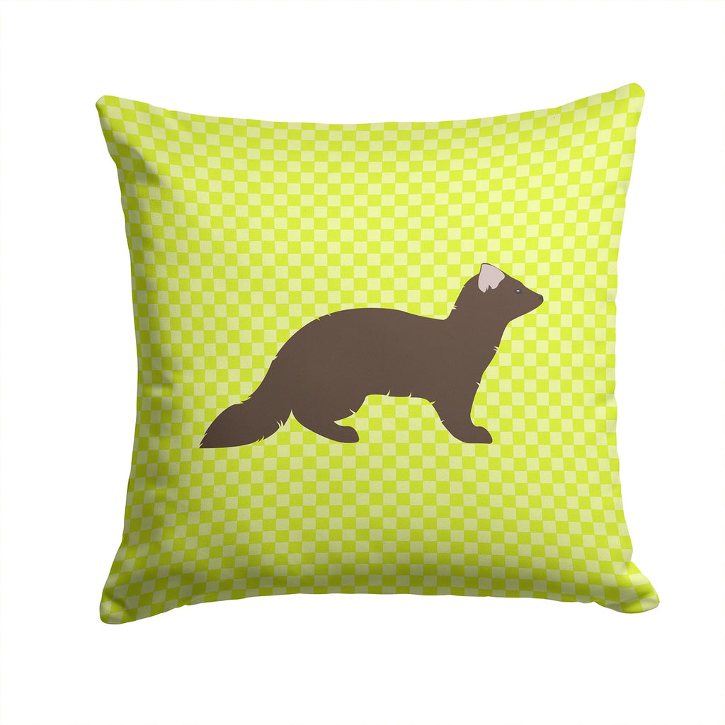 Sable Marten Green Decorative Throw Pillow 14x14 Indoor Outdoor Accent Cushion, Fabric Cover with Insert for Sofa, Bed, Porch & Living Room