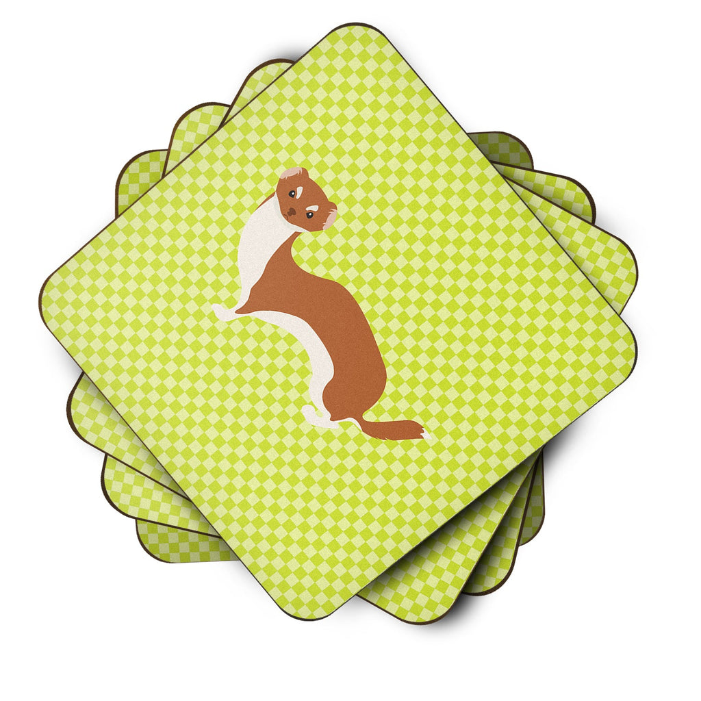 Weasel Green Foam Coasters Set of 4 Cup Coasters for Indoor Outdoor, Tabletop Protection, Anti Slip, Mouse pad Material
