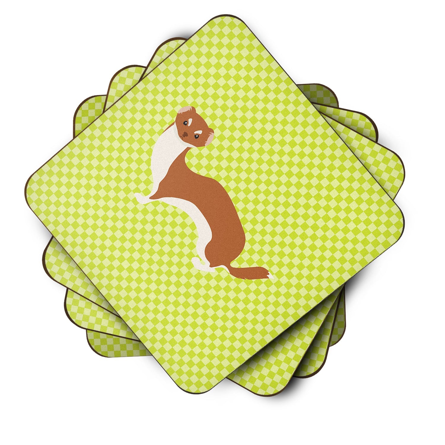 Weasel Green Foam Coasters Set of 4 Cup Coasters for Indoor Outdoor, Tabletop Protection, Anti Slip, Mouse pad Material