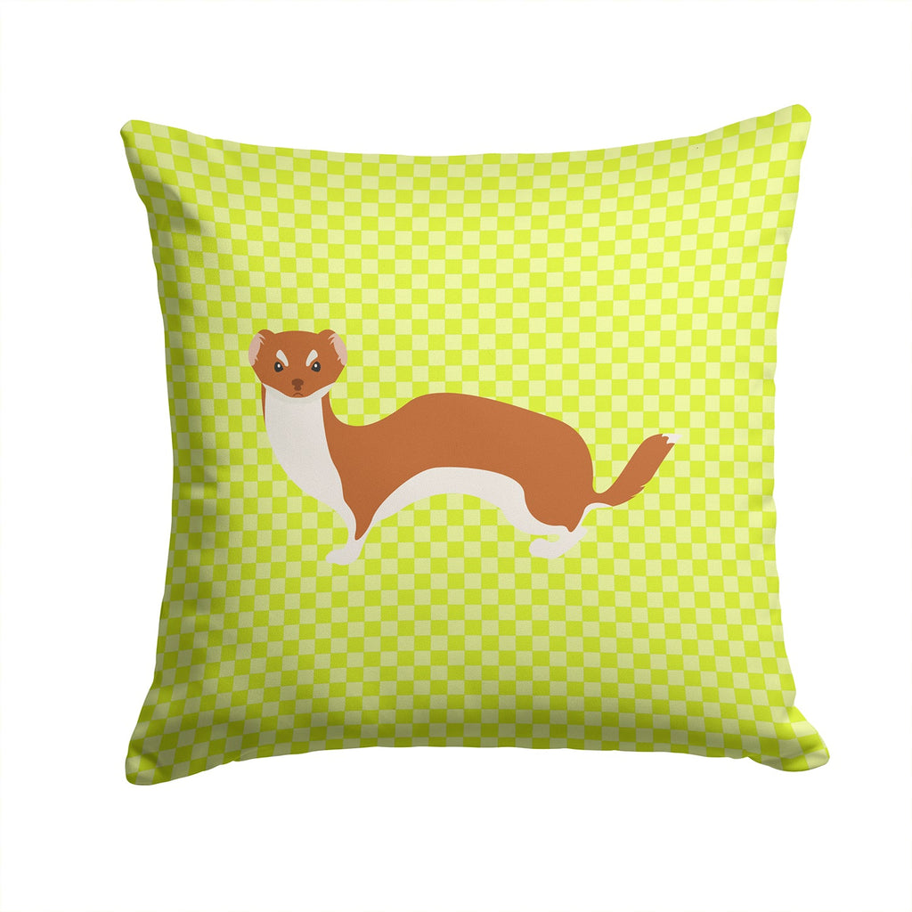 Weasel Green Decorative Throw Pillow 14x14 Indoor Outdoor Accent Cushion, Fabric Cover with Insert for Sofa, Bed, Porch & Living Room