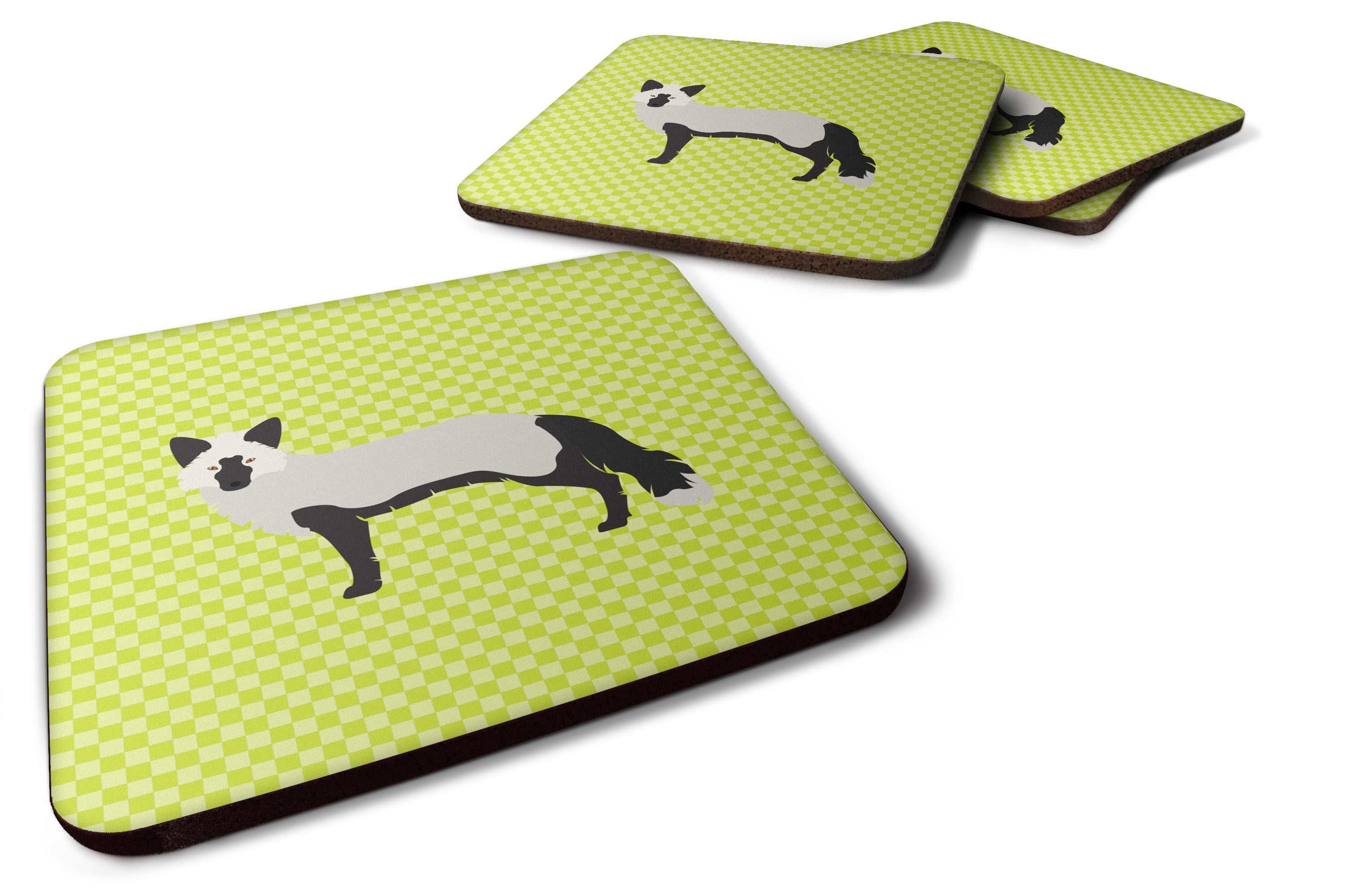 Silver Fox Green Foam Coasters Set of 4 Cup Coasters for Indoor Outdoor, Tabletop Protection, Anti Slip, Mouse pad Material