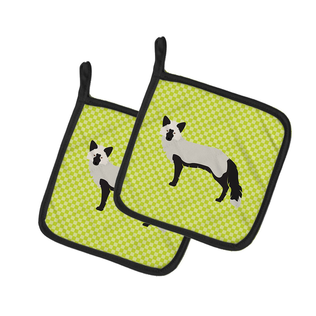 Silver Fox Green Pot Holder Set of 2 Heat Resistant Quilted Hot Pads 7.5 x 7.5 Inch, Insulated Kitchen Trivets for Cooking & Baking