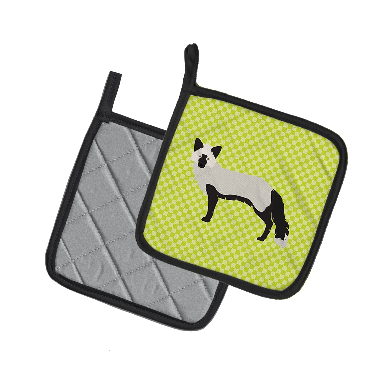Silver Fox Green Pot Holder Set of 2 Heat Resistant Quilted Hot Pads 7.5 x 7.5 Inch, Insulated Kitchen Trivets for Cooking & Baking