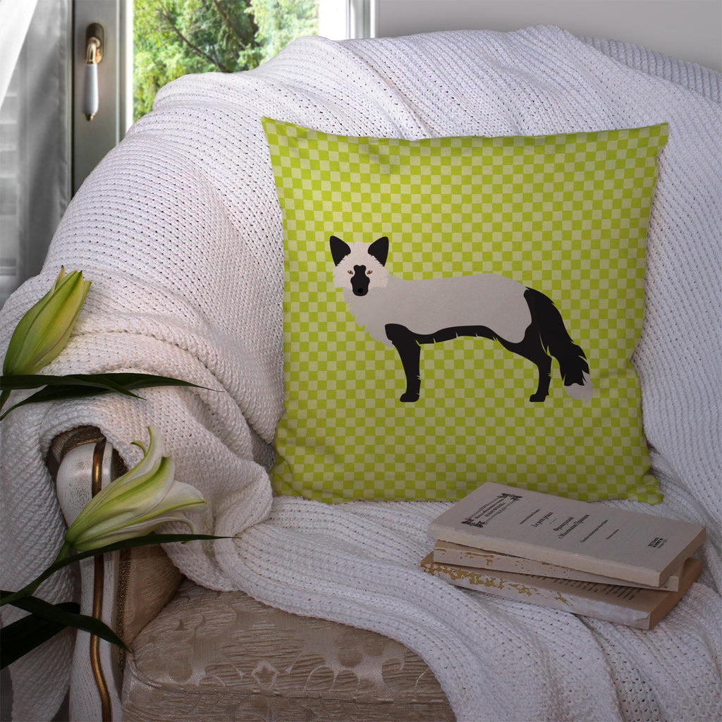 Silver Fox Green Decorative Throw Pillow 14x14 Indoor Outdoor Accent Cushion, Fabric Cover with Insert for Sofa, Bed, Porch & Living Room