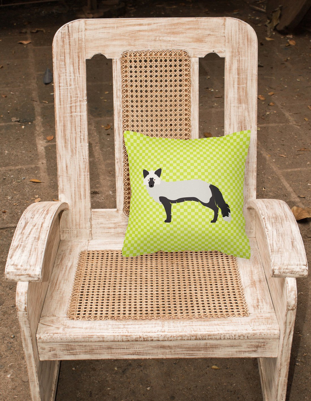 Silver Fox Green Decorative Throw Pillow 18x18 Indoor Outdoor Accent Cushion, Fabric Cover with Insert for Sofa, Bed, Porch & Living Room
