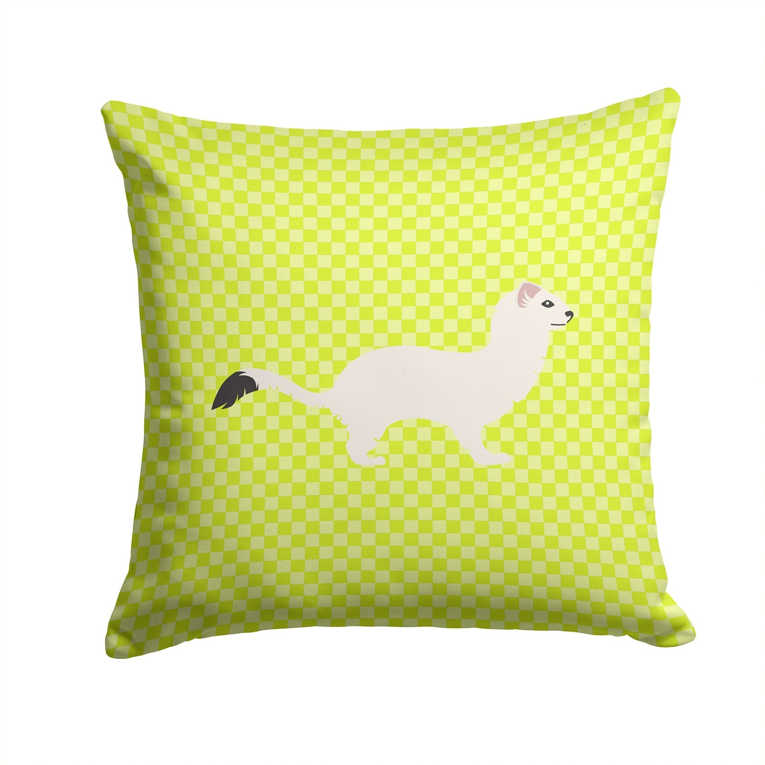 Stoat Short-tailed Weasel Green Decorative Throw Pillow 14x14 Indoor Outdoor Accent Cushion, Fabric Cover with Insert for Sofa, Bed, Porch & Living Room