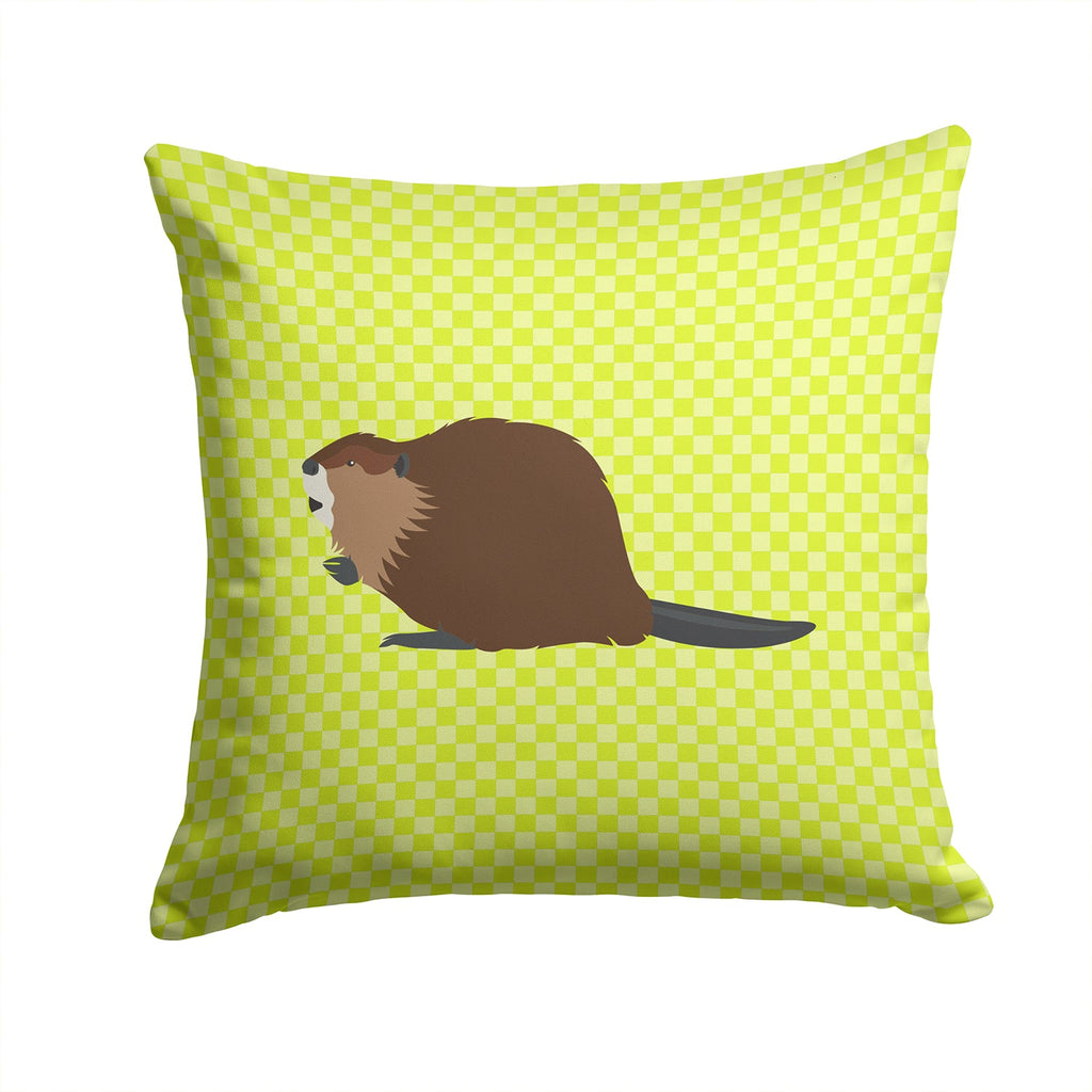 Eurasian Beaver Green Decorative Throw Pillow 14x14 Indoor Outdoor Accent Cushion, Fabric Cover with Insert for Sofa, Bed, Porch & Living Room