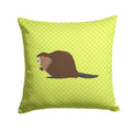 Eurasian Beaver Green Decorative Throw Pillow 14x14 Indoor Outdoor Accent Cushion, Fabric Cover with Insert for Sofa, Bed, Porch & Living Room