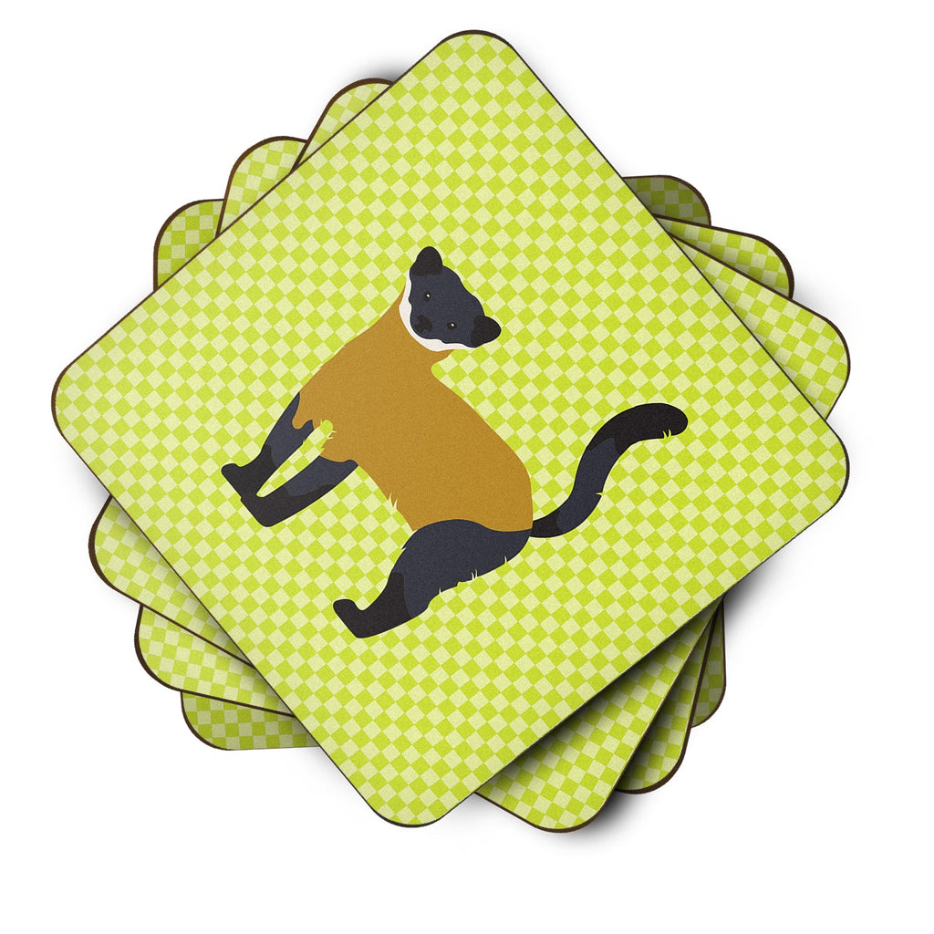 Yellow-Throated Marten Green Foam Coasters Set of 4 Cup Coasters for Indoor Outdoor, Tabletop Protection, Anti Slip, Mouse pad Material