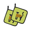 Yellow-Throated Marten Green Pot Holder Set of 2 Heat Resistant Quilted Hot Pads 7.5 x 7.5 Inch, Insulated Kitchen Trivets for Cooking & Baking