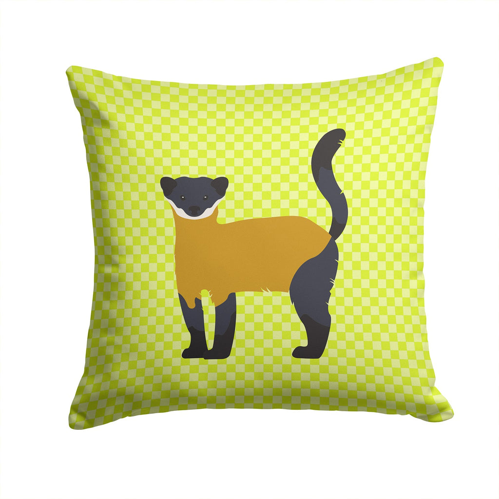 Yellow-Throated Marten Green Decorative Throw Pillow 14x14 Indoor Outdoor Accent Cushion, Fabric Cover with Insert for Sofa, Bed, Porch & Living Room