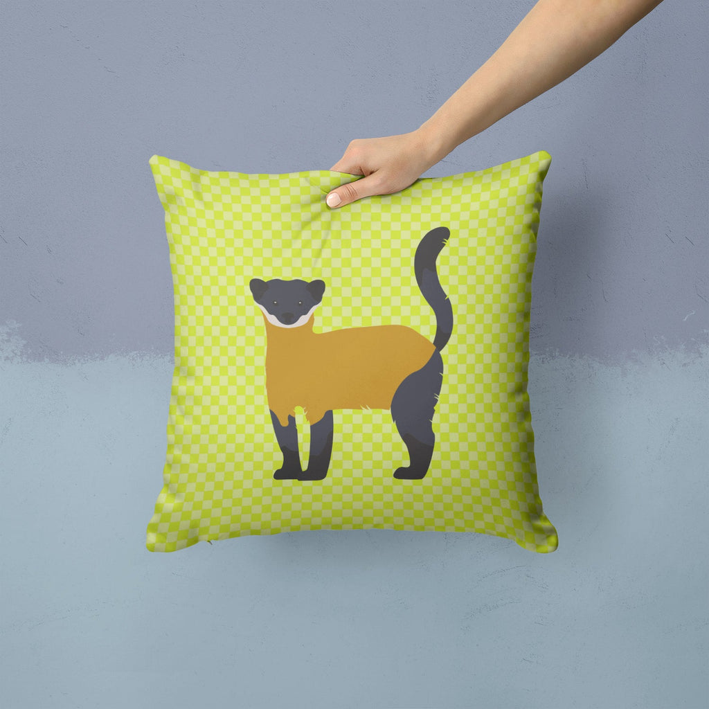 Yellow-Throated Marten Green Decorative Throw Pillow 14x14 Indoor Outdoor Accent Cushion, Fabric Cover with Insert for Sofa, Bed, Porch & Living Room