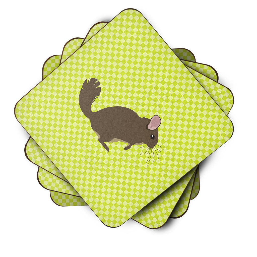Chinchilla Green Foam Coasters Set of 4 Cup Coasters for Indoor Outdoor, Tabletop Protection, Anti Slip, Mouse pad Material