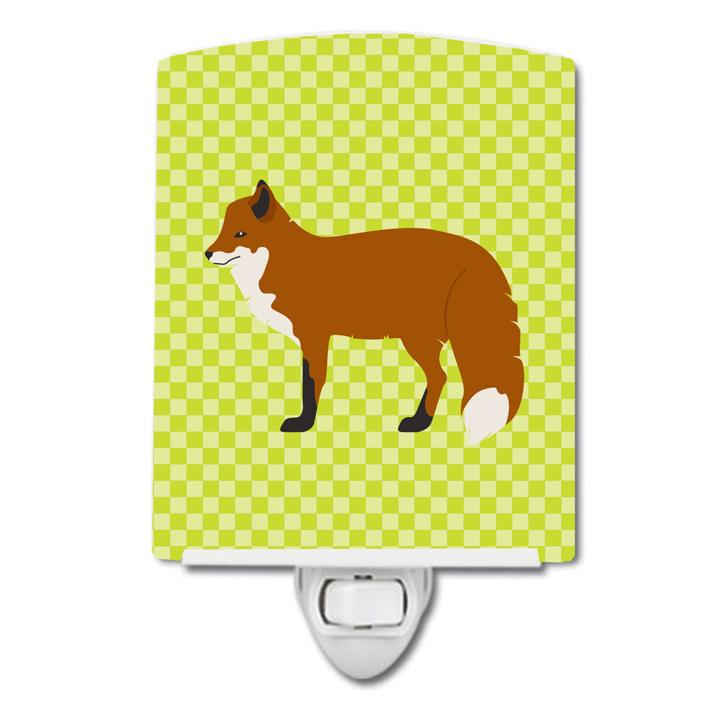 Red Fox Green Ceramic Night Light Compact, UL-Certified, Ideal for Bedroom, Bathroom, Nursery, Hallway, Kitchen, 6x4x3, Multicolor