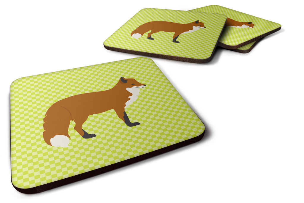 Red Fox Green Foam Coasters Set of 4 Cup Coasters for Indoor Outdoor, Tabletop Protection, Anti Slip, Mouse pad Material