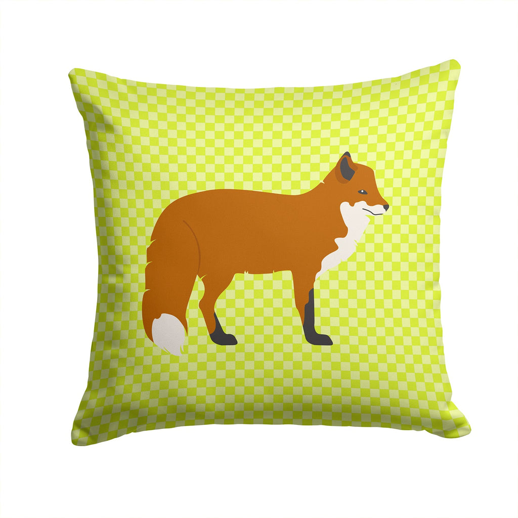 Red Fox Green Decorative Throw Pillow 14x14 Indoor Outdoor Accent Cushion, Fabric Cover with Insert for Sofa, Bed, Porch & Living Room