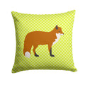 Red Fox Green Decorative Throw Pillow 14x14 Indoor Outdoor Accent Cushion, Fabric Cover with Insert for Sofa, Bed, Porch & Living Room